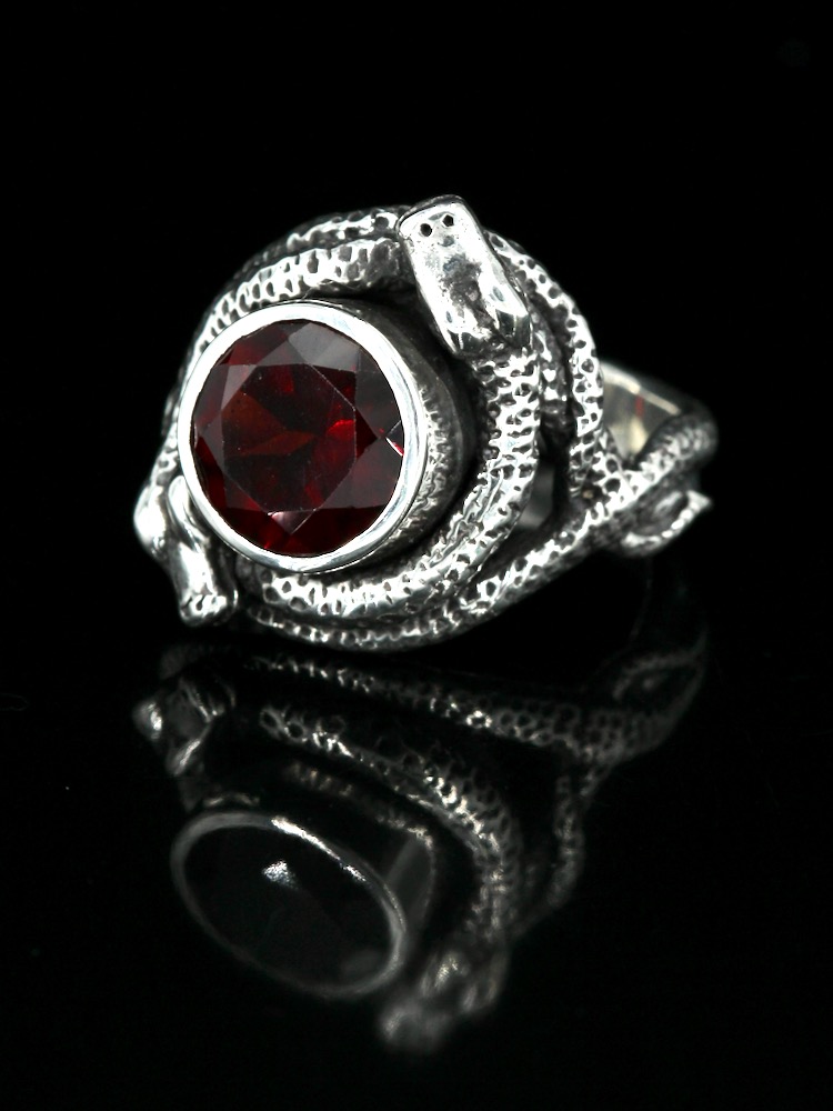 Oracle Snake Ring with Gemstone - Silver picture