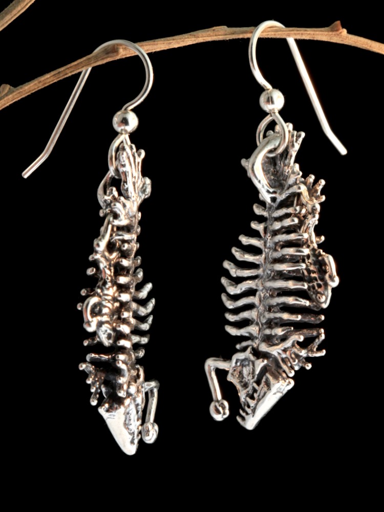 Phantom Angler Fish Skeleton Earrings - Silver picture