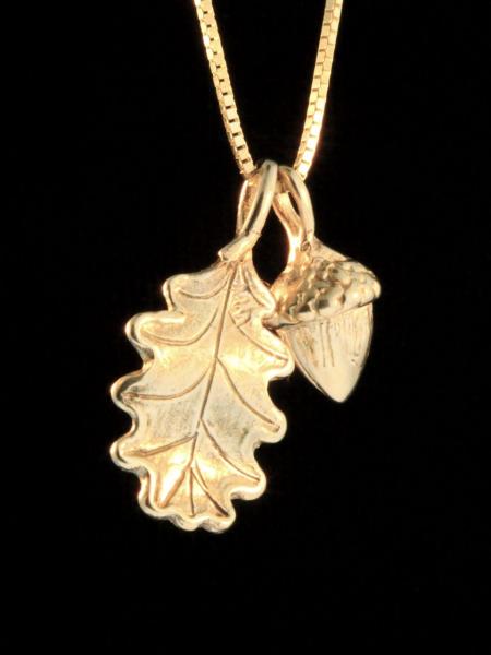 Gold Oak Leaf and Acorn Charms - 14k Gold picture