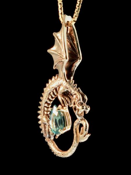 Oracle Dragon Pendant with Appetite - 14K Gold picture