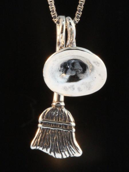 Halloween - Witch's Hat and Witch's Broom Stick Charms - Silver picture