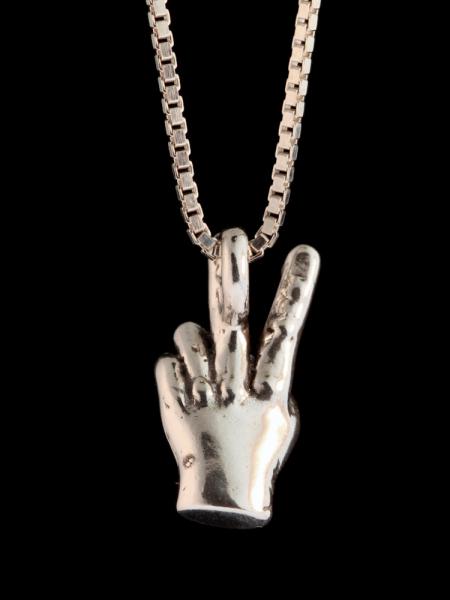Peace Hand Sign Charm - Silver picture