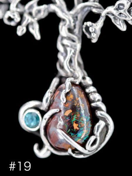 Primeval Forest Tree Pendants #15 and #19 with Koroit Australian Boulder Opals - Silver picture