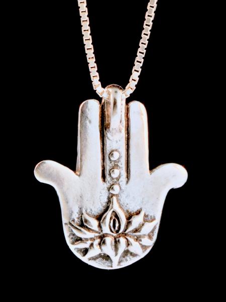 Eye of Protection Hamsa Hand Charm - Silver picture