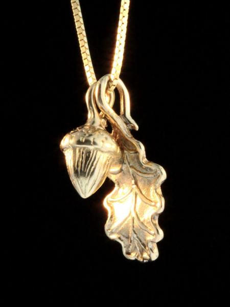 Gold Oak Leaf and Acorn Charms - 14k Gold picture