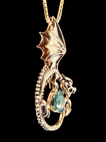 Oracle Dragon Pendant with Appetite - 14K Gold picture