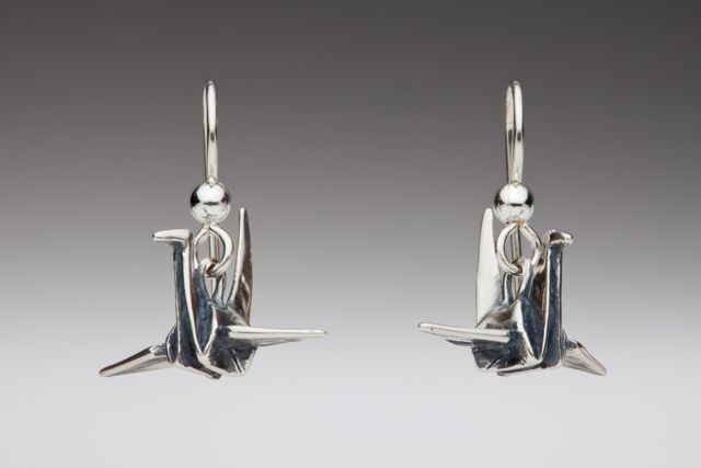 Peace Crane Earrings - Silver picture