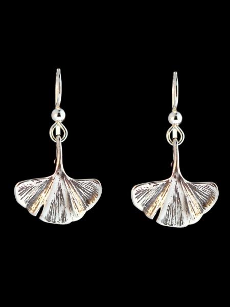 Ginkgo Leaf Earrings - Silver