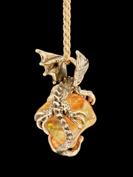El Dorado Mexican Fire Opal Dragon - 18K Gold picture
