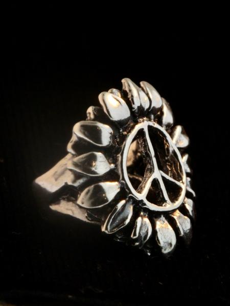 Flower Power Peace Symbol Ear Cuff - Silver picture