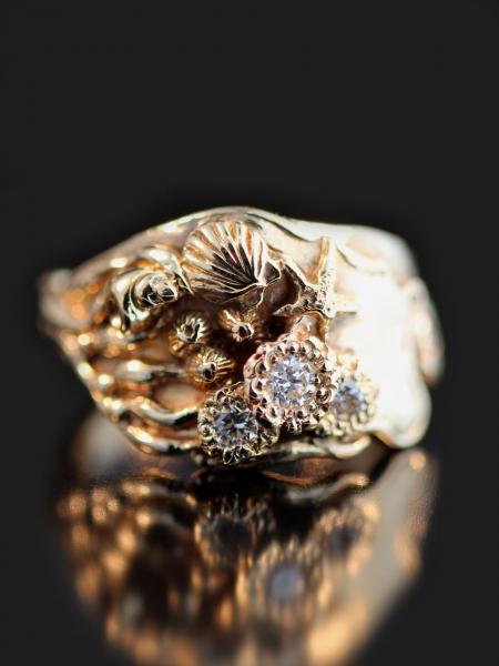 Gold Tide Pool Ring with Diamonds - 14k Gold picture