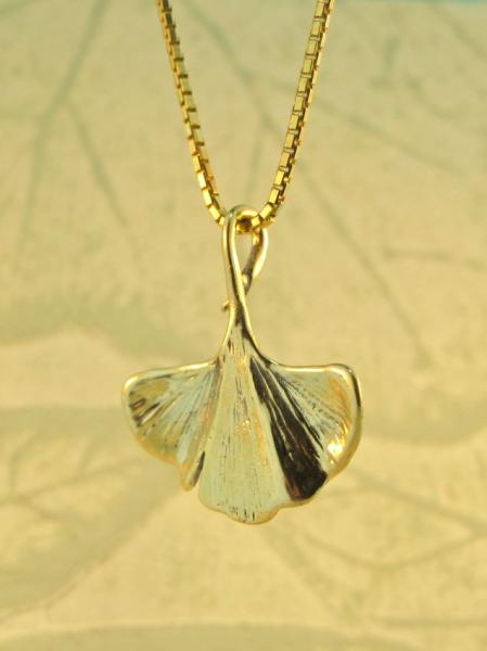 Gold Ginkgo Leaf Charm - 14k Gold picture