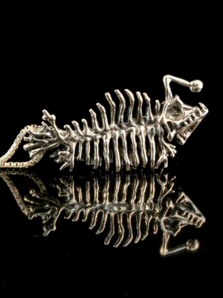 Phantom Angler Fish Skeleton Pendant - Silver