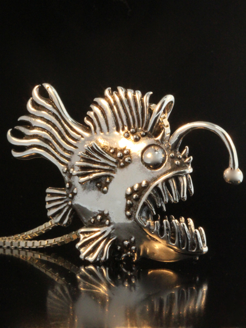 Large Angler Fish Pendant - Silver picture