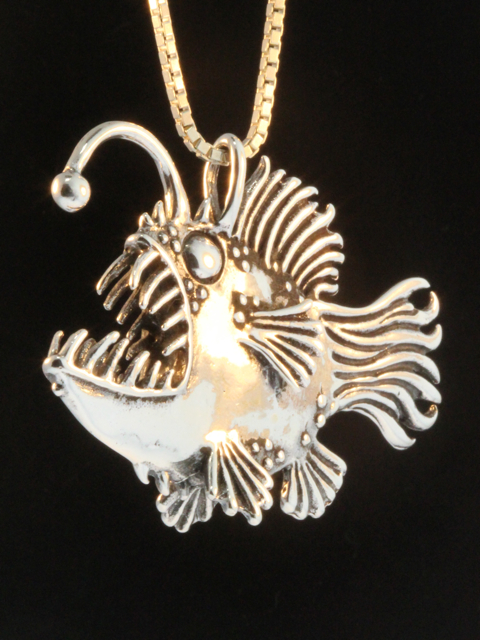 Large Angler Fish Pendant - Silver picture