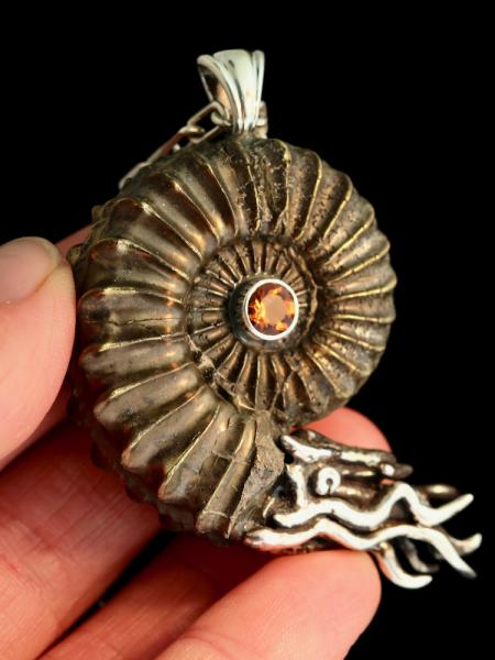 Pyritized Ammonite Nautilus Neckpiece - Silver picture