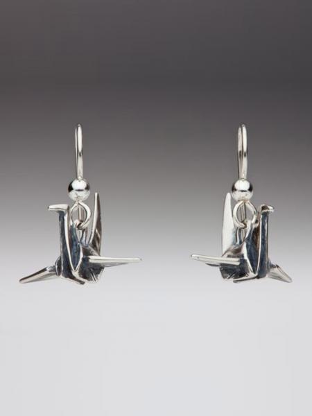 Peace Crane Earrings - Silver