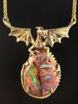Dragons Eye - Mexican Matrix Opal Pendant - 18K Gold