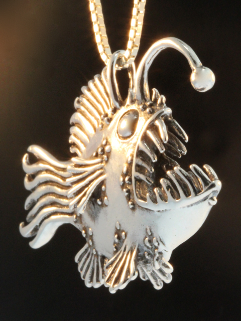 Large Angler Fish Pendant - Silver picture