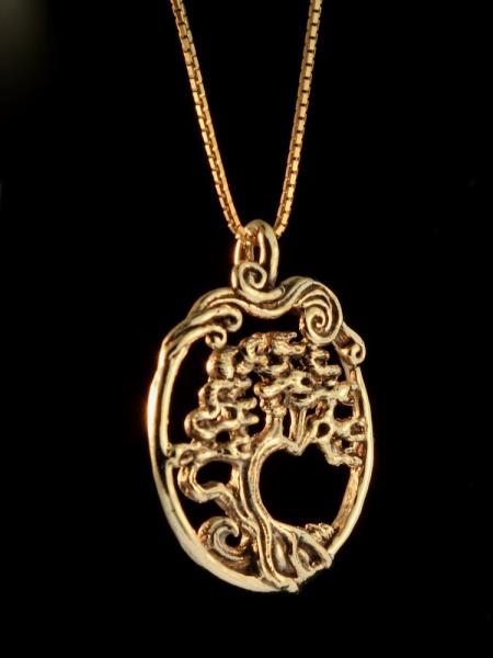 Cypress - Bonsai Tree Pendant - 14k Gold picture