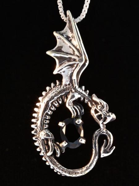 Oracle Dragon Pendant with Gemstone - Silver picture