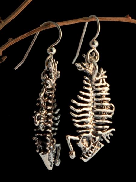 Phantom Angler Fish Skeleton Earrings - Silver picture