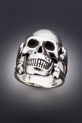 Large Skull and Crossbones Ring - Silver picture