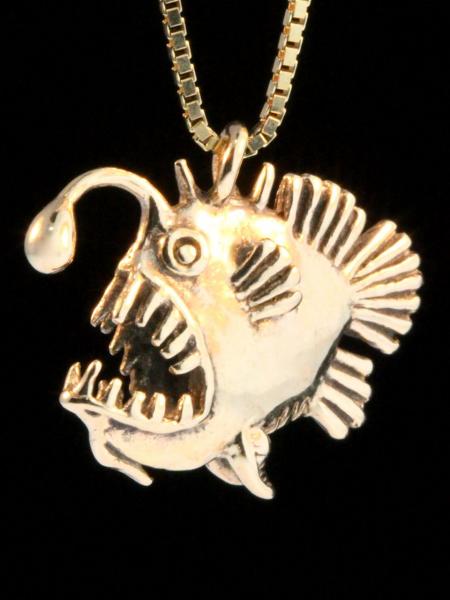 Gold Angler Fish Charm - 14k Gold picture