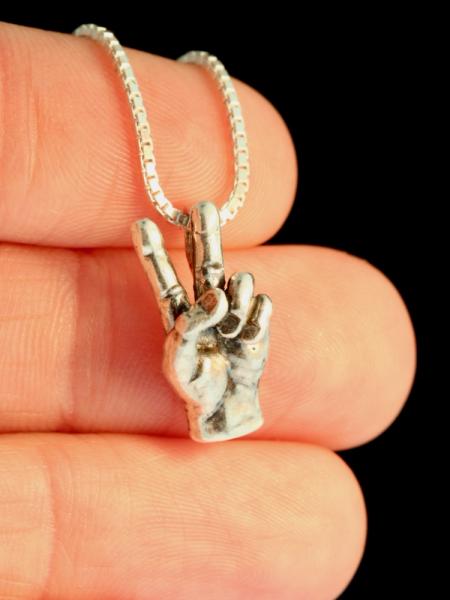 Peace Hand Sign Charm - Silver picture