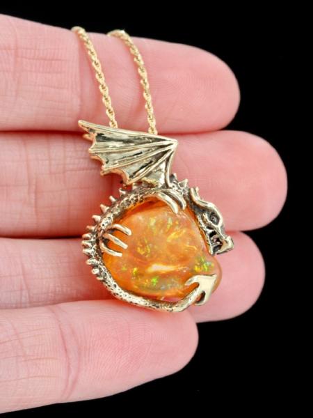 El Dorado Mexican Fire Opal Dragon - 18K Gold picture