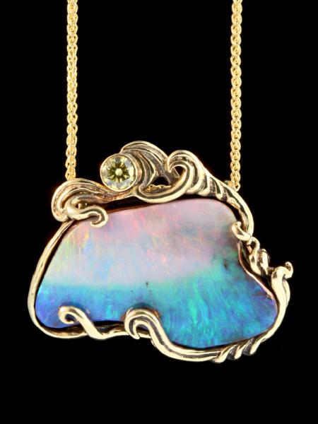 Sunset Tide Opal  Pendant - 18K Gold