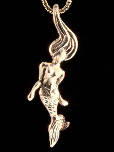 Gold Mermaid Charm - 14k Gold picture