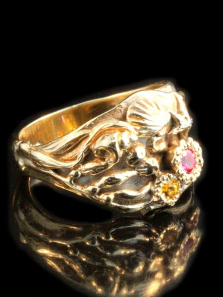 Gold Tide Pool Ring with Gemstones - 14k Gold picture