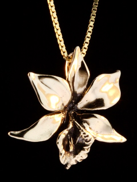 Gold Orchid Charm - 14k Gold picture