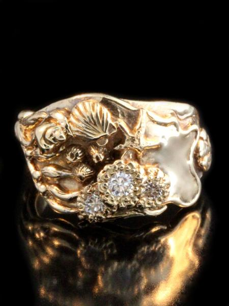 Gold Tide Pool Ring with Diamonds - 14k Gold