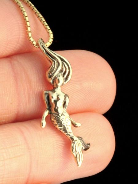 Gold Mermaid Charm - 14k Gold picture