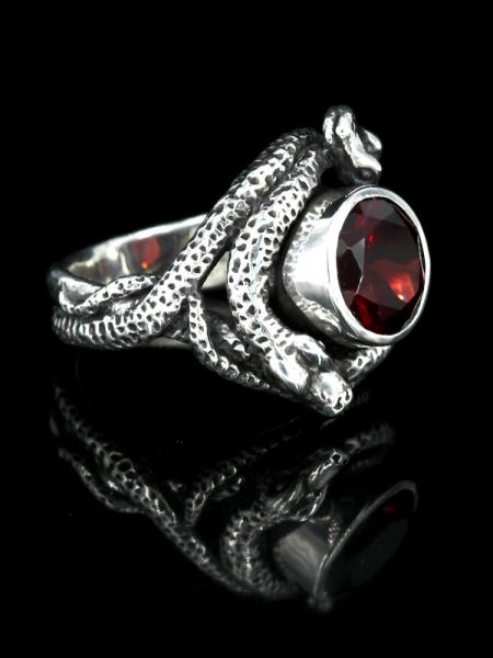 Oracle Snake Ring with Gemstone - Silver picture