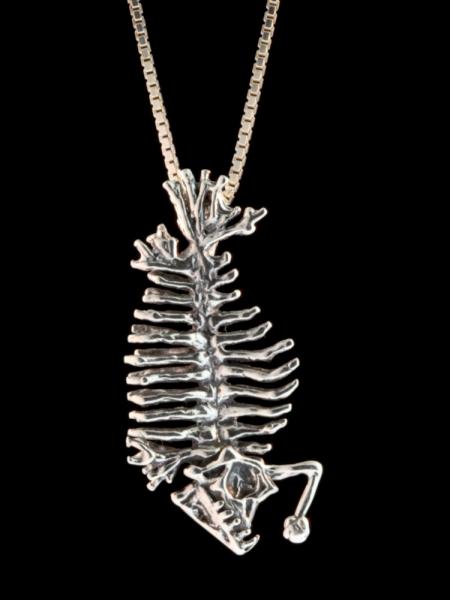 Phantom Angler Fish Skeleton Pendant - Silver picture