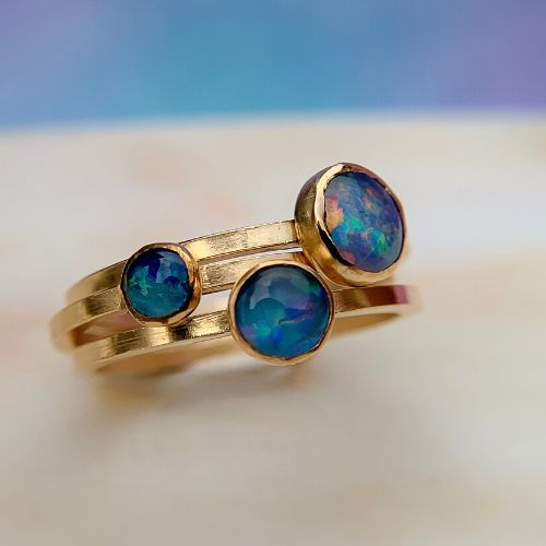 Opal stacking ring-14k GOLD FILLED-set of 3 picture