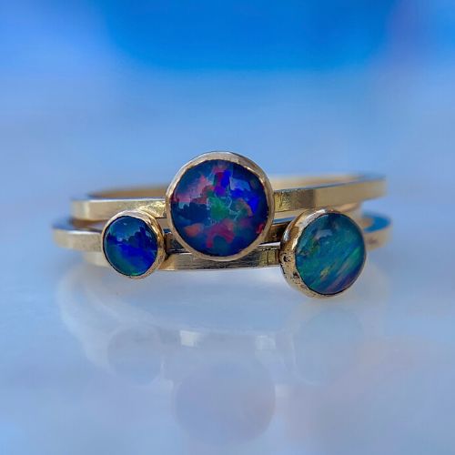 Opal stacking ring-14k GOLD FILLED-set of 3 picture