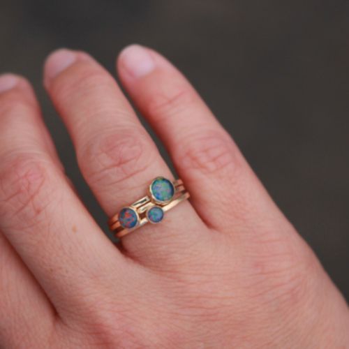 Opal stacking ring-14k GOLD FILLED-set of 3 picture