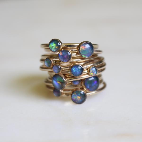 Opal stacking rings-SILVER