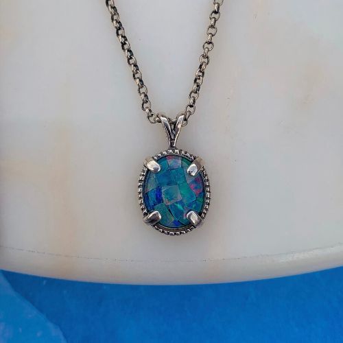 Opal charm necklace