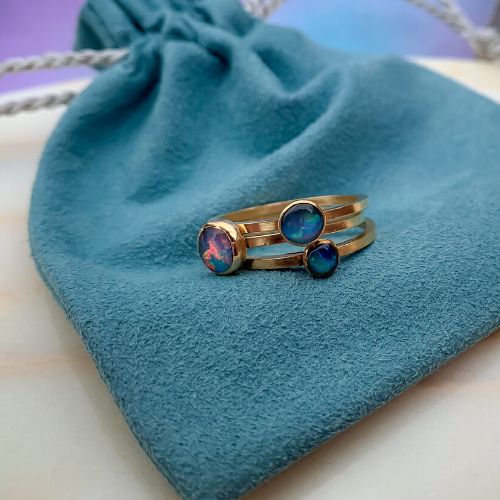Opal stacking ring-14k GOLD FILLED-set of 3 picture