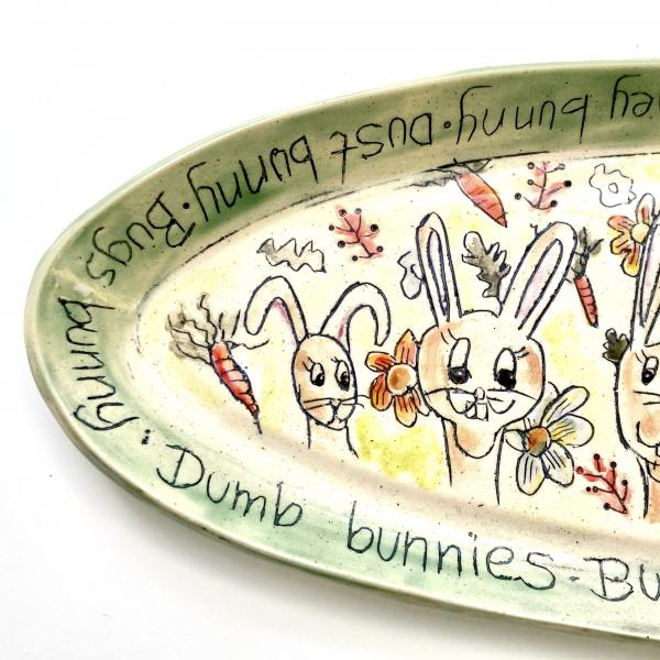 Funny Bunnies Serving Tray, Bread Tray, Cheese Tray, Bunny Platter picture