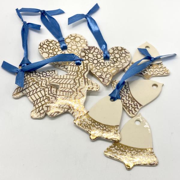 24 k Gold and Porcelain Ornaments