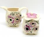 Floral Duck Bill Sugar/ Creamer Set, Flower Sugar Creamer Set, Ceramic Sugar Creamer Set, Handmade, Wedding Gift, 9th Anniversary Gift