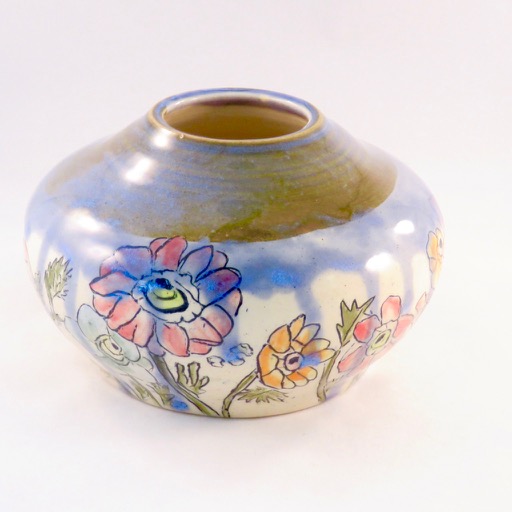 Handmade ceramic Vase, Handpainted Ceramic Vase, 9th Anniversary Gift, Green Ceramic Vase Handmade, Floral Handmade Ceramic vase