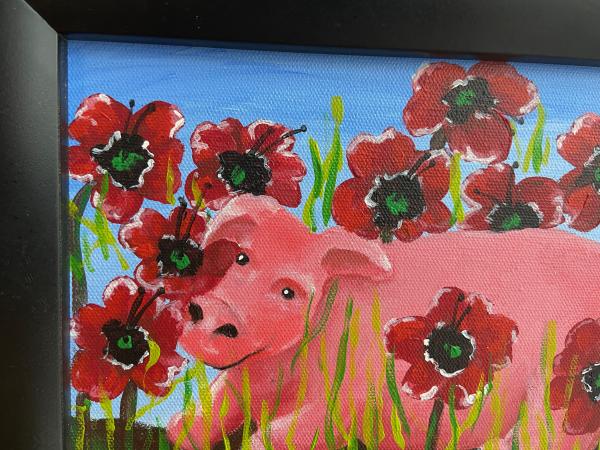 Pig in Poppies Original Painting picture