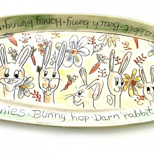 Funny Bunnies Serving Tray, Bread Tray, Cheese Tray, Bunny Platter picture